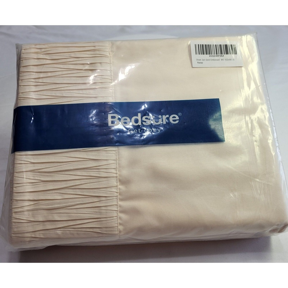 New Sealed Bedsure Get Cozy Bedroom Cream Sheet Set Plain Queen 90 x 102